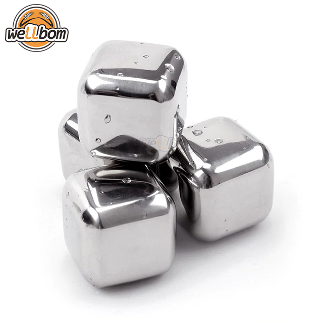 Stainless Steel Whiskey Stones, Reusable Chilling Cooling Cubes For Drinks Bar Beer Wine Lovers